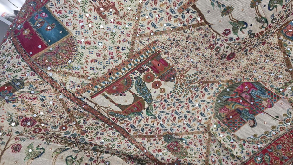 Beige Mughal art dupatta