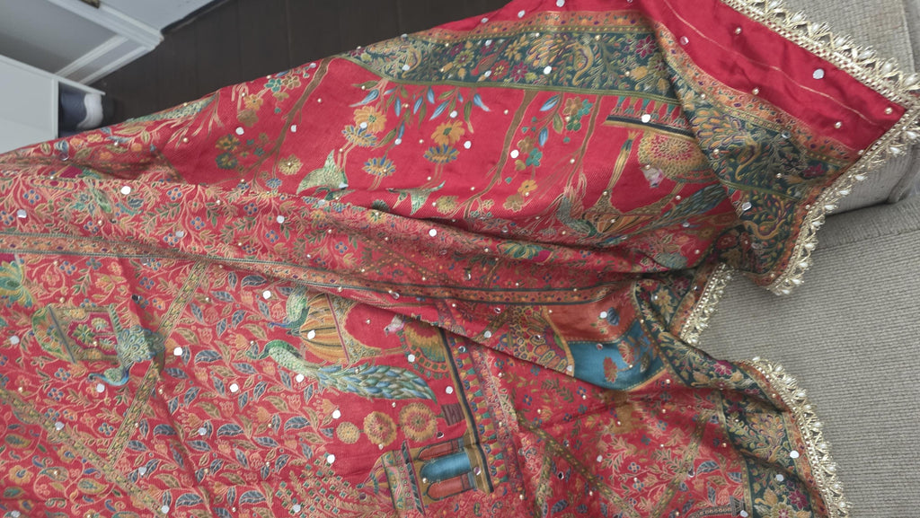 Red Mughal art dupatta