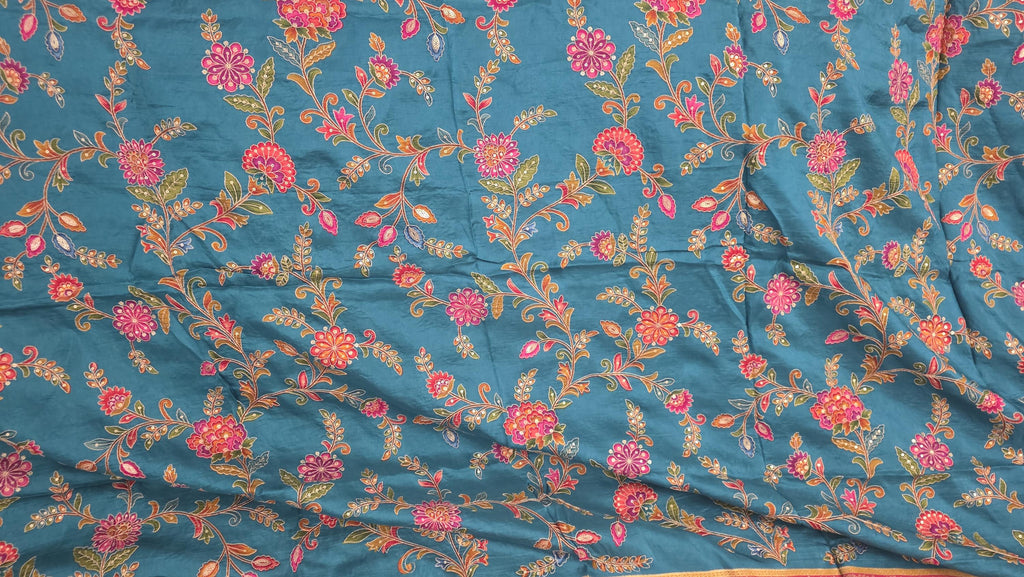 Teal green silk dupatta