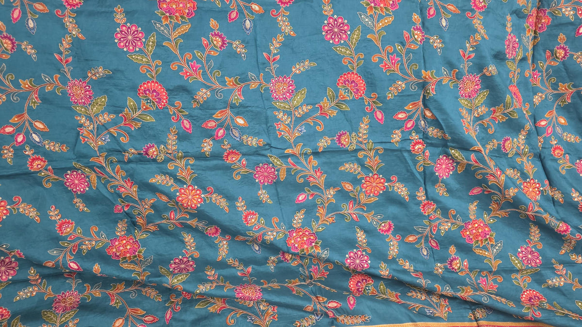 Teal green silk dupatta