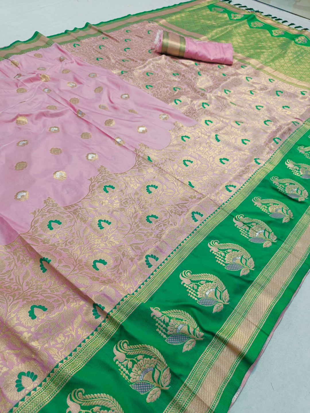 Kanchipuram silk saree with zari weaving work
