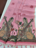 Muga cotton saree with mithila concept weaving pallu