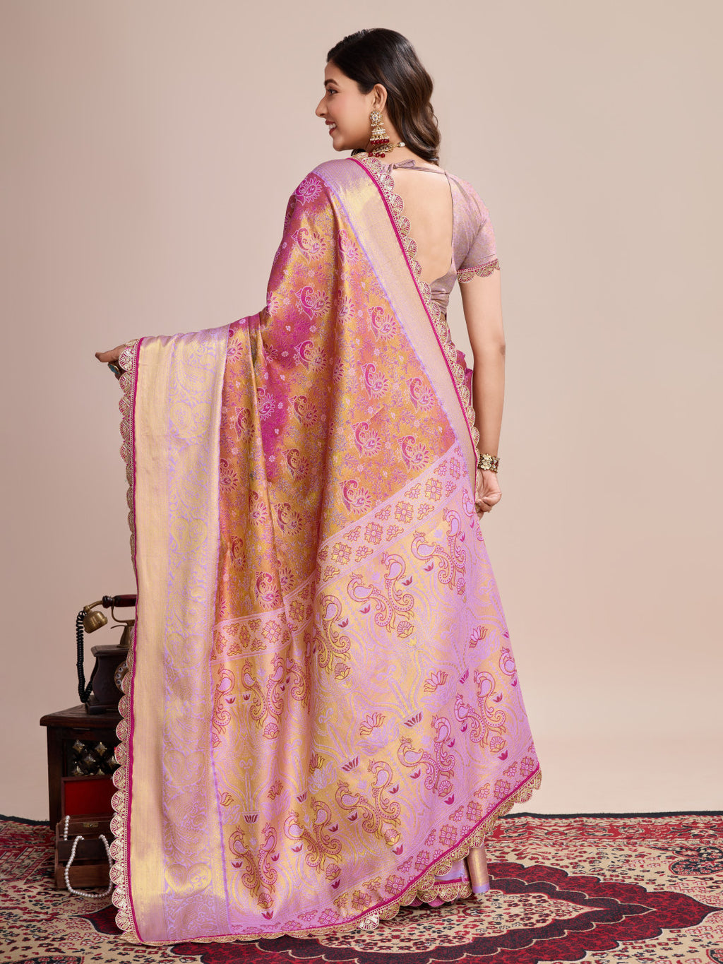 Kanjivaram silk saree with zari weaving work