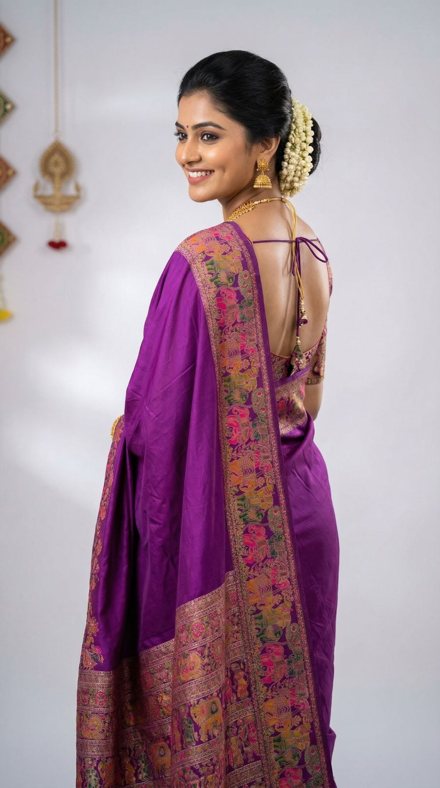 Traditional viscose pashmina silk saree with woven design