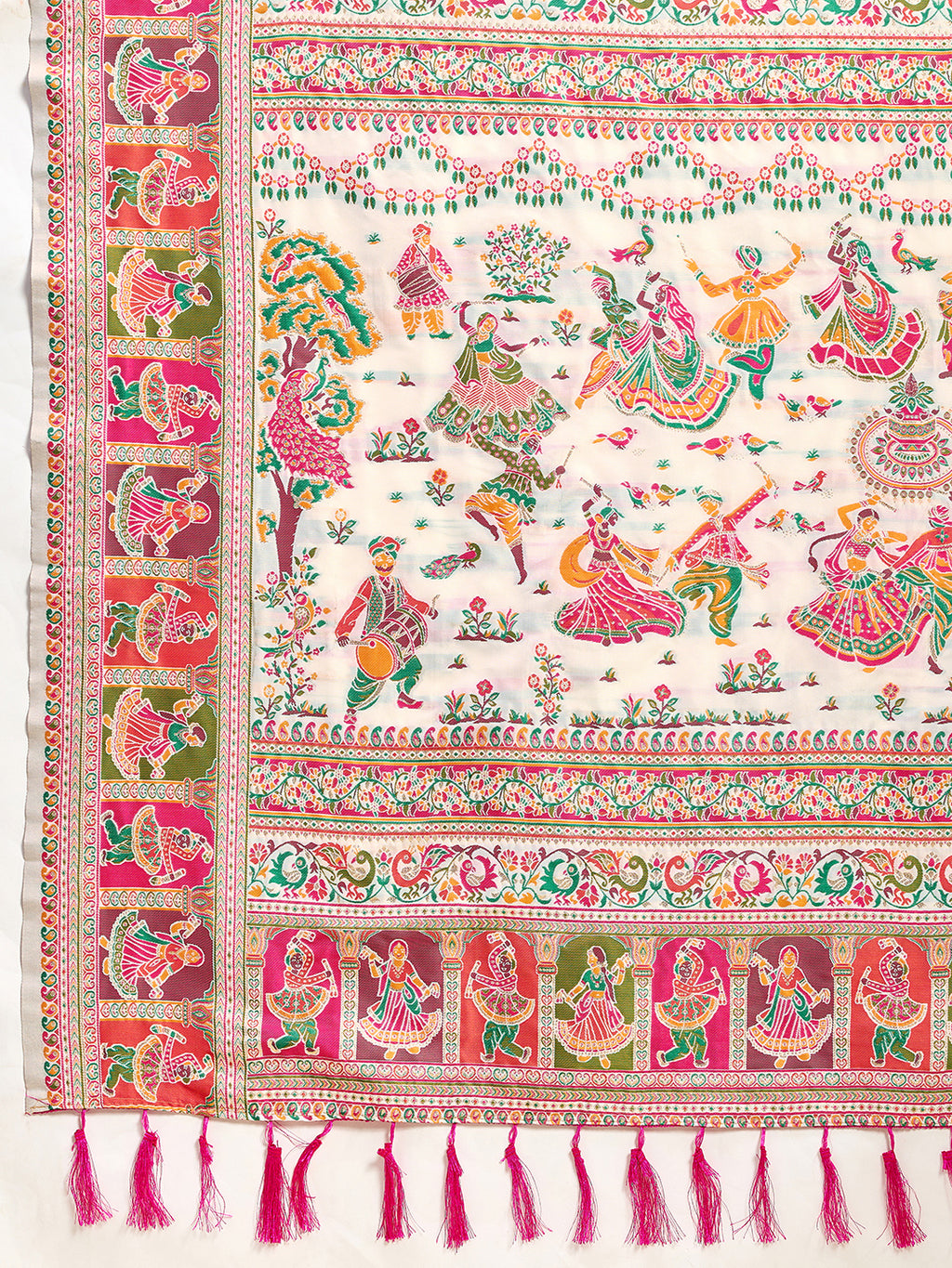 Pashmina silk saree with meenakari weaving work