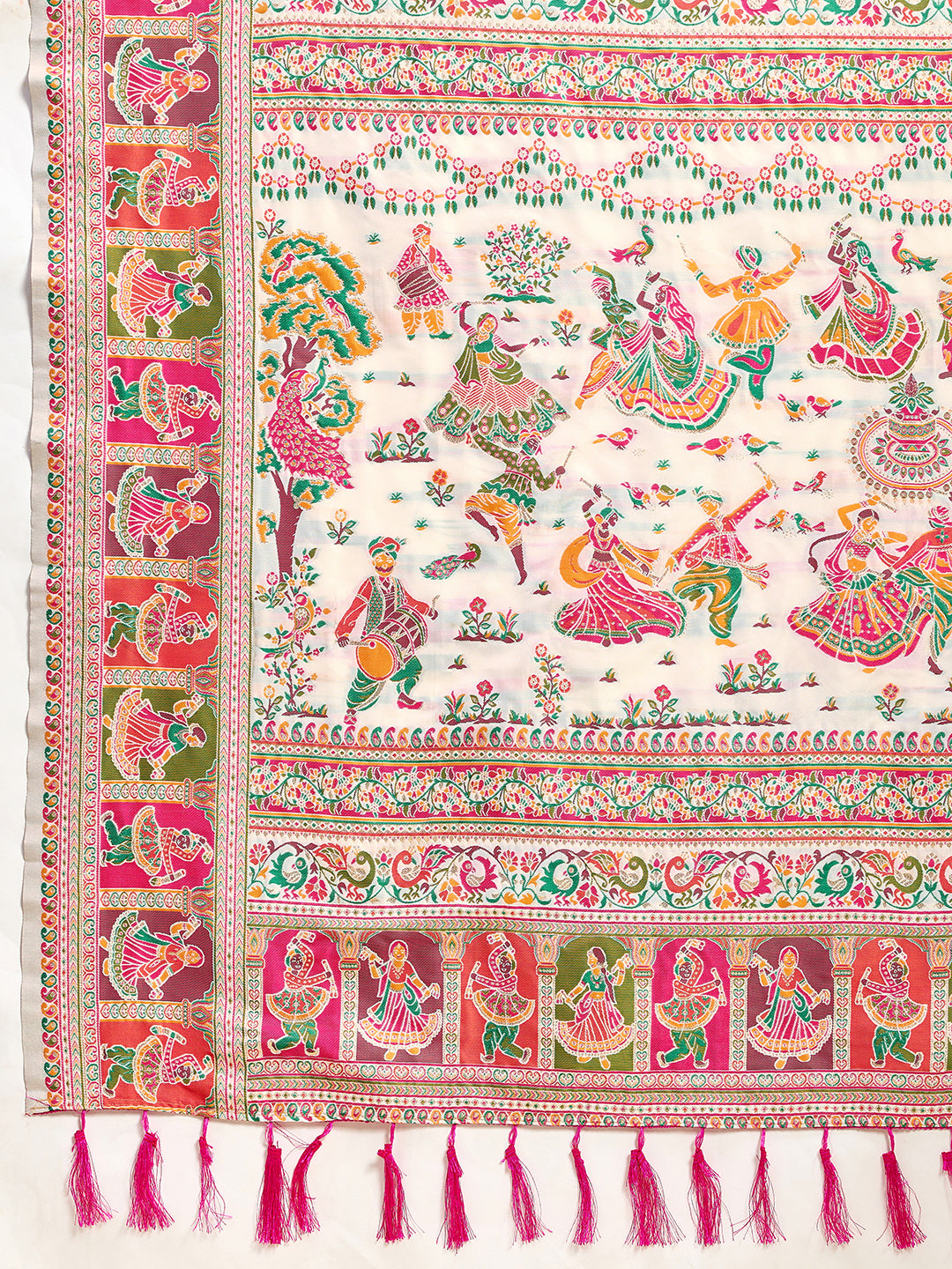 Pashmina silk saree with meenakari weaving work