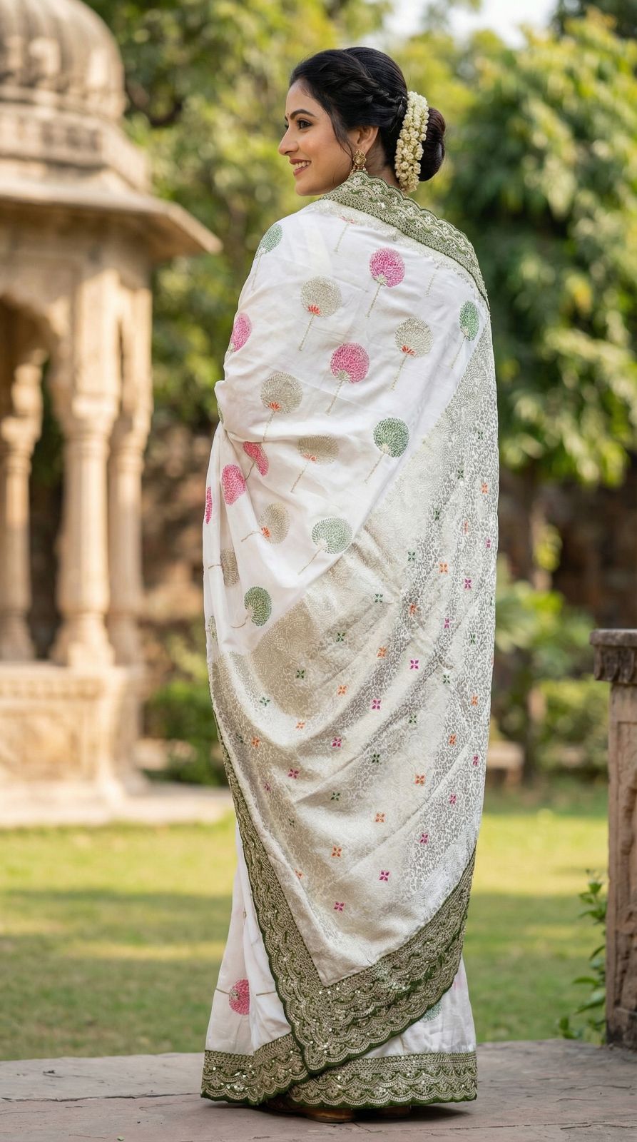 Pure khaddi georgette silk saree with coding sequence less border