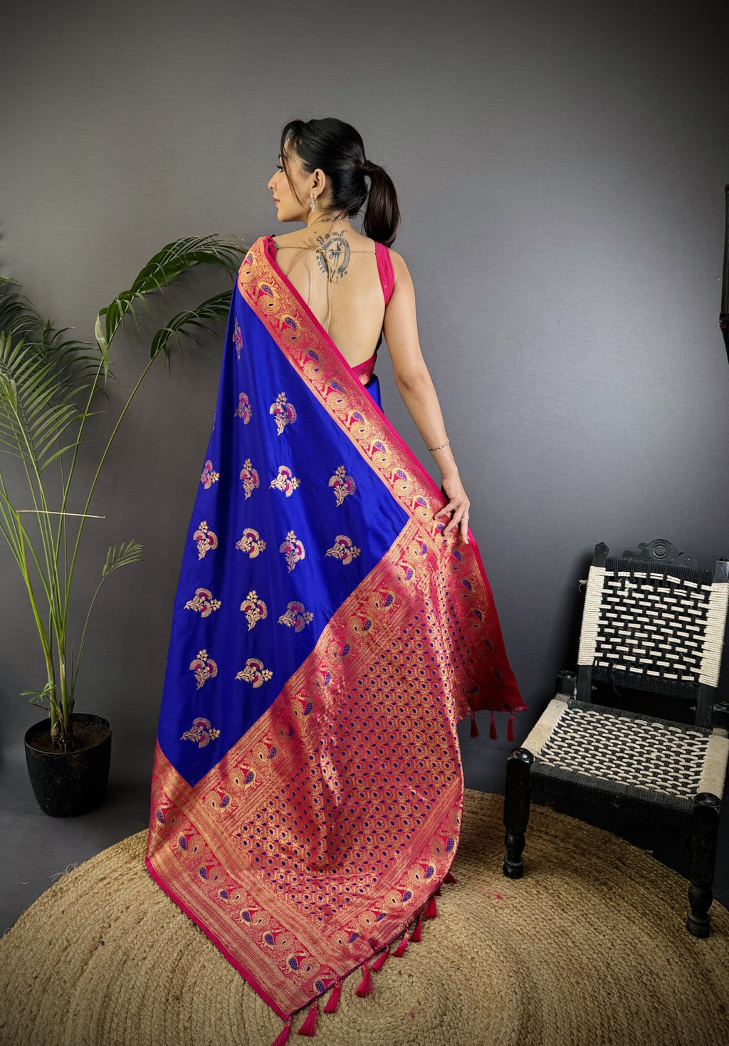 Traditional banarasi silk saree with zari weaving work
