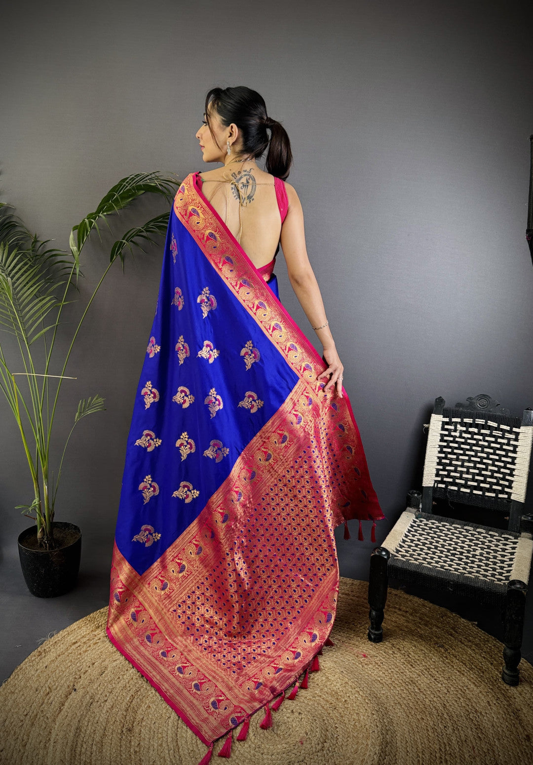 Traditional banarasi silk saree with zari weaving work
