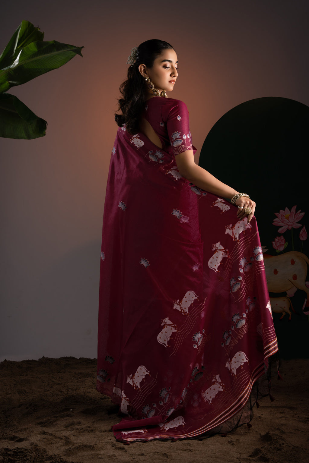 Soft Muga cotton saree with pichwai border weaving work