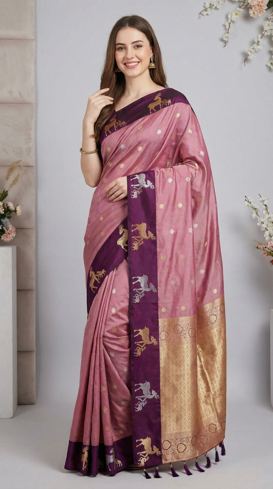 Premium banarasi soft silk saree with zari weaving work