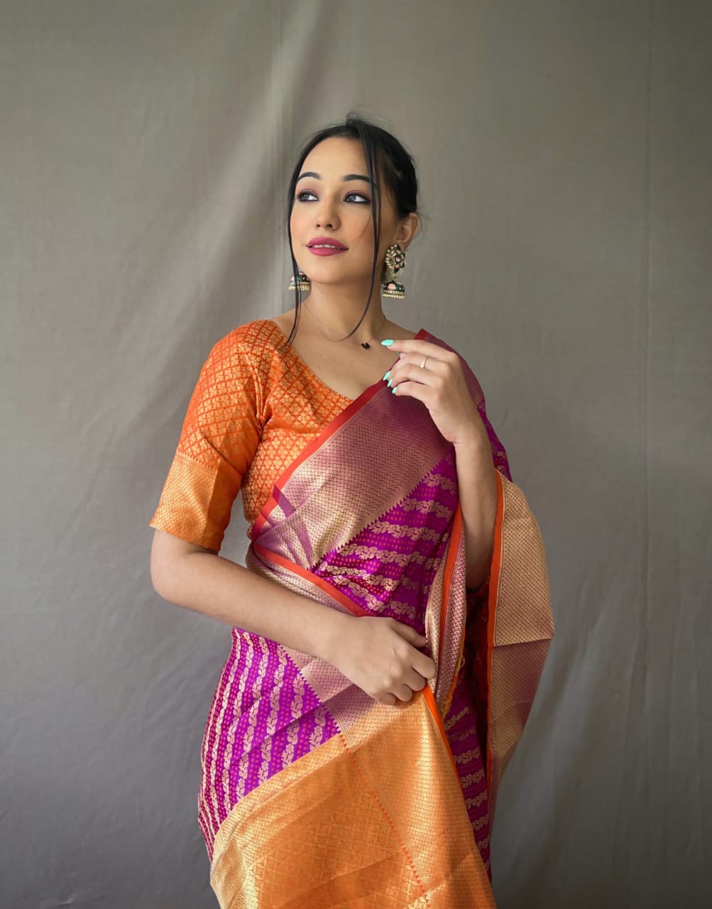 Kanchipuram silk saree with zari woven work