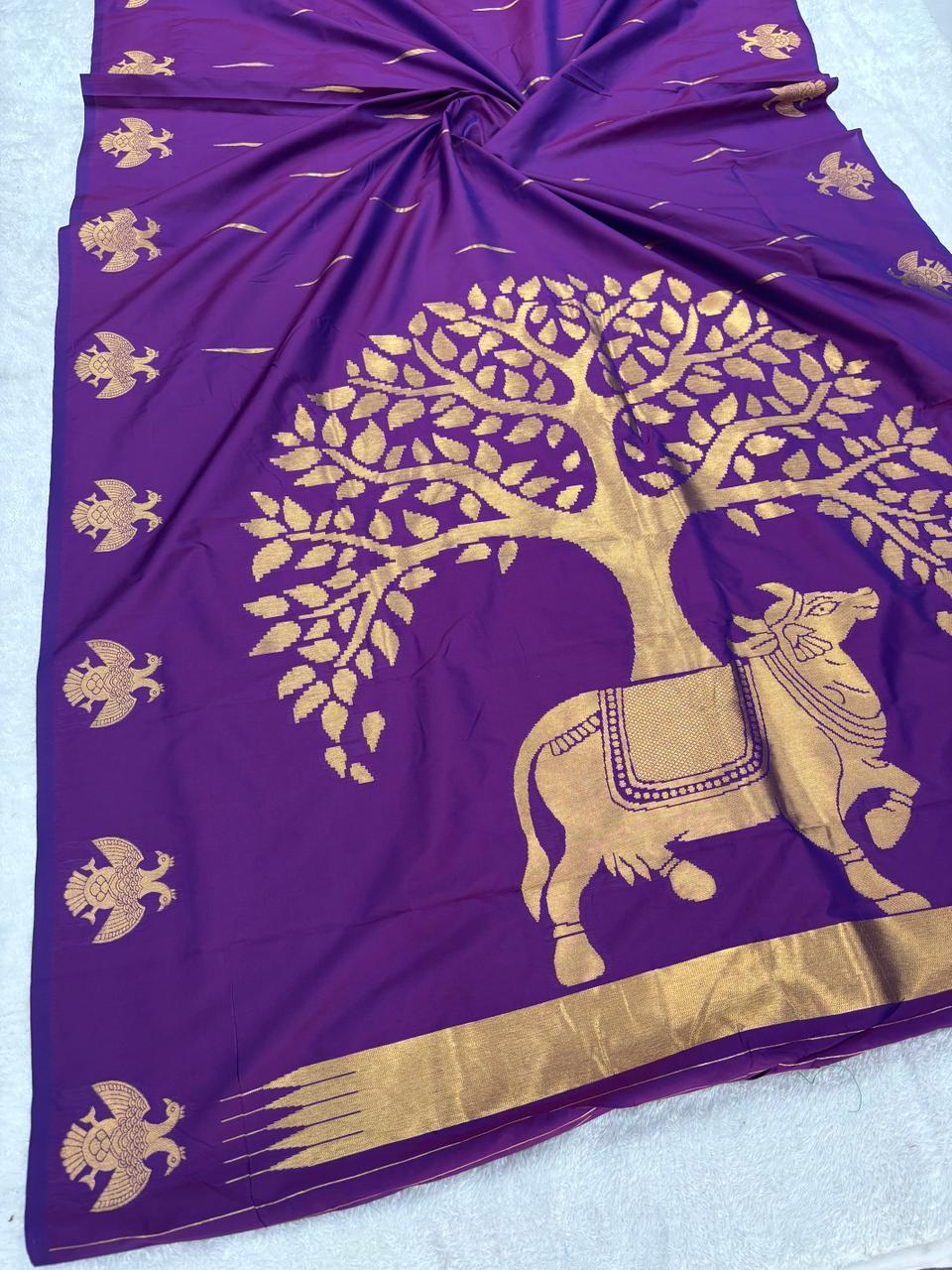 Premium soft banarasi silk saree with pichwai zari weaving work