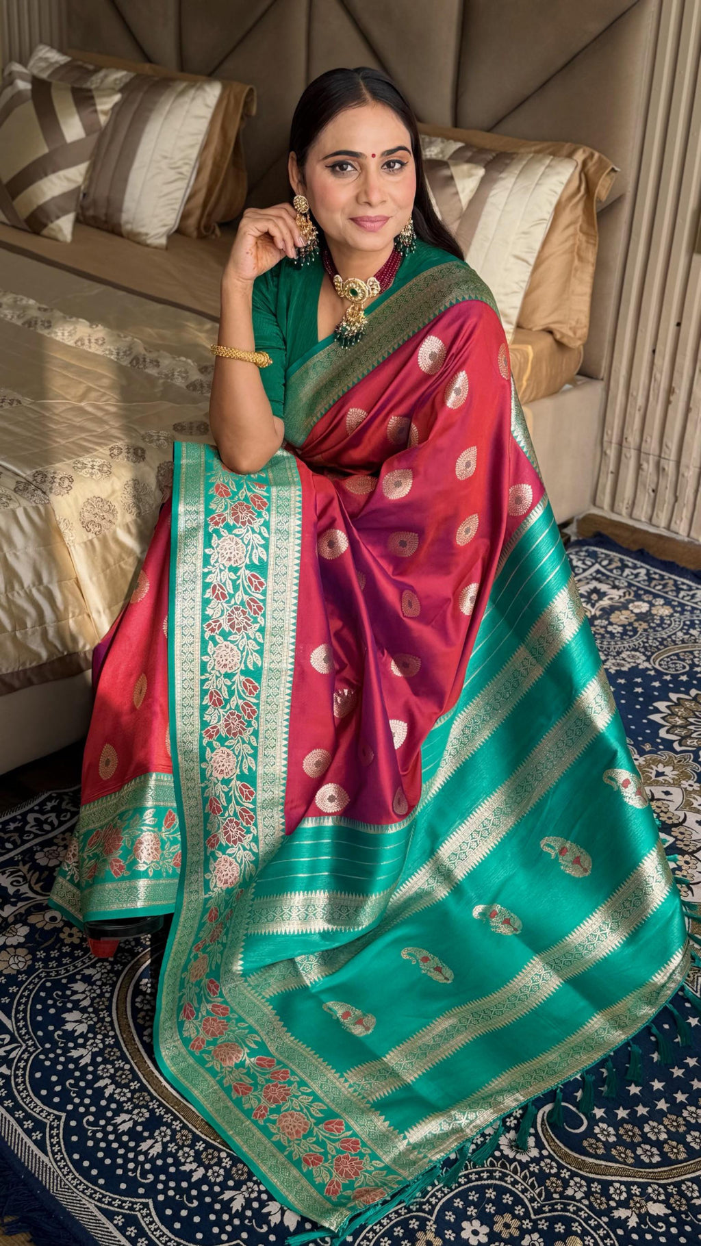 Luxurious banarasi silk saree with zari weaving work