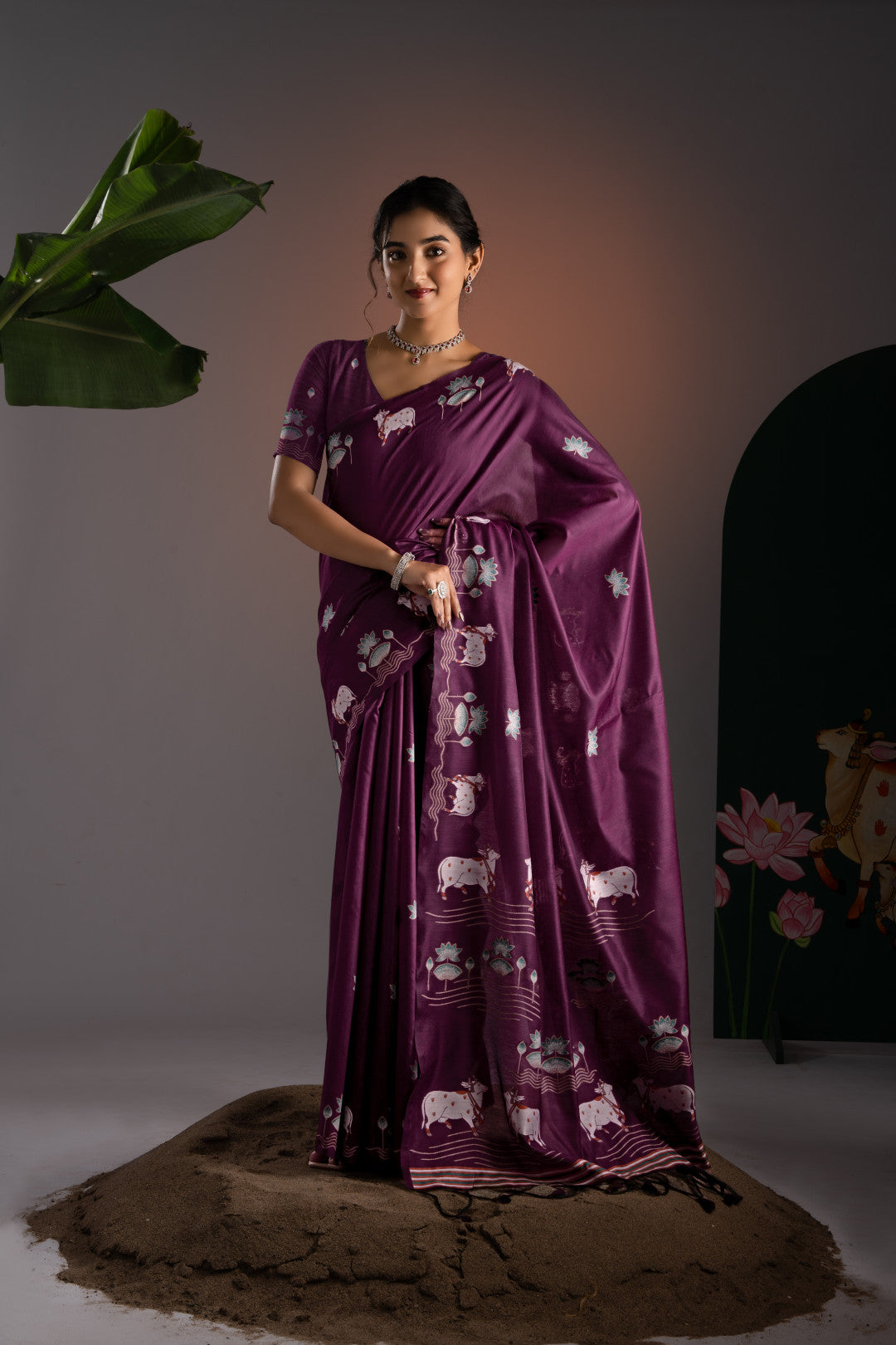 Soft Muga cotton saree with pichwai border weaving work