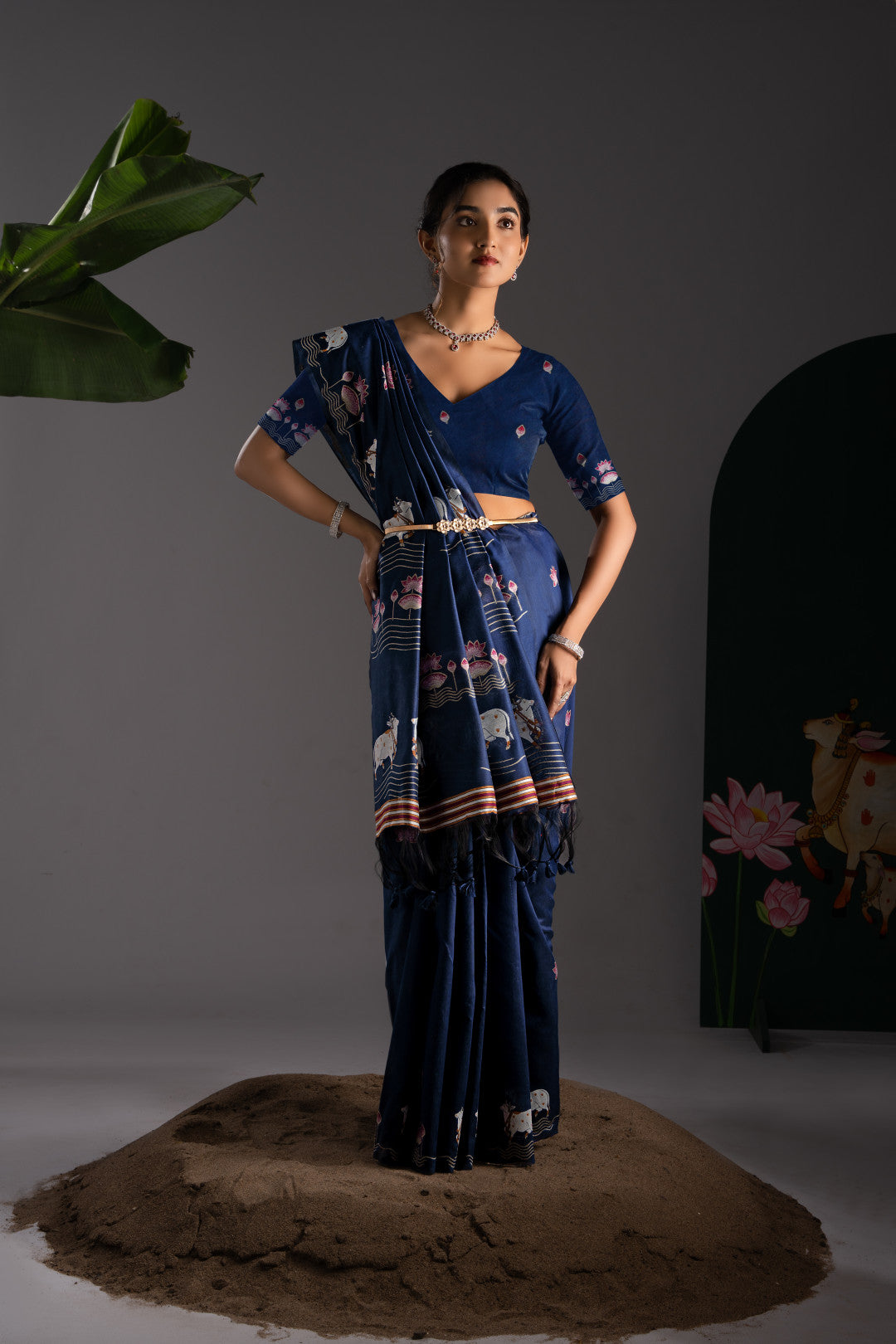 Soft Muga cotton saree with pichwai border weaving work