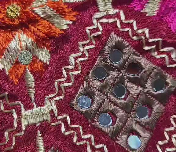 Handmade , Handwoven , Elegant vibrant & Authentic Multicolour Phulkari Dupatta / Indian Scarf. Hand embroidered