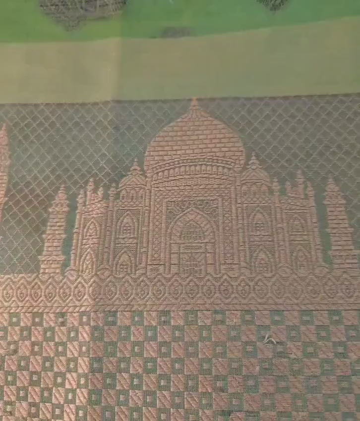 Elegant Kota Banarasi Saree with Intricate Taj Mahal Motif | Handwoven Ethnic Saree | Festive & Wedding Wear