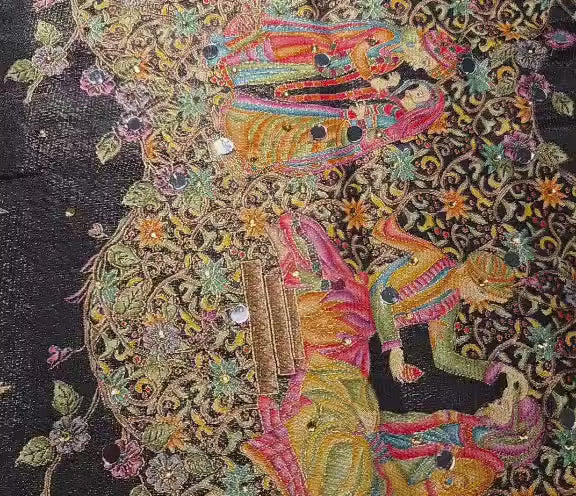 Black Mughal art dupatta