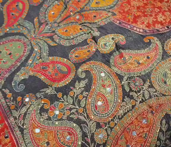 Black Mughal art dupatta