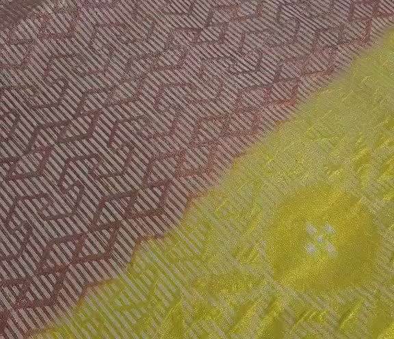 Yellow red Tissue Banarasi Saree – Handwoven Elegance | Ishq by Isha