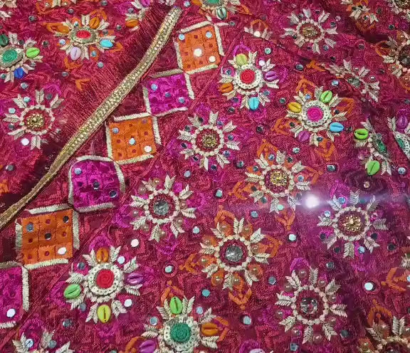 Handmade , Handwoven , Elegant vibrant & Authentic Multicolour Phulkari Dupatta / Indian Scarf. Hand embroidered