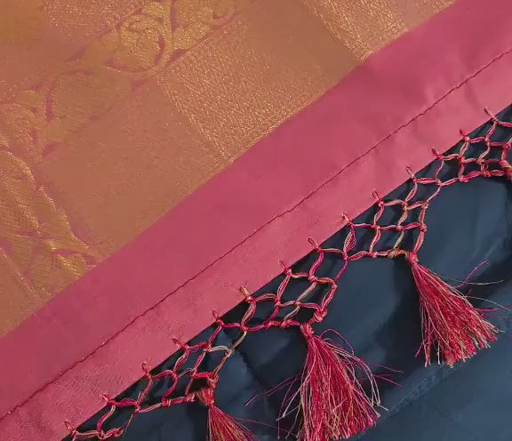 Dazzling Hot peach Pink Banarasi Silk Saree with Golden Zari Border: Elevate Your Elegance