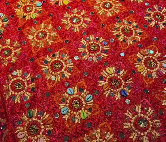 Handmade , Handwoven , Elegant vibrant & Authentic Multicolour Phulkari Dupatta / Indian Scarf. Hand embroidered