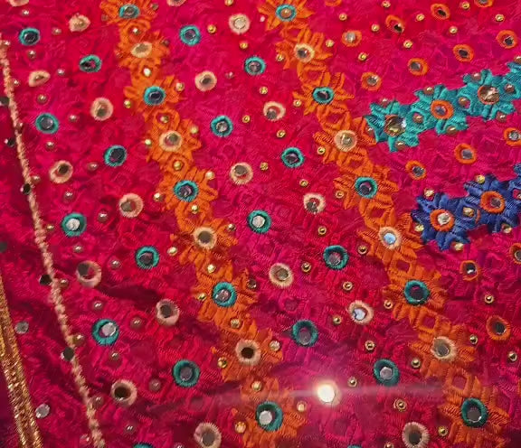 Handmade , Handwoven , Elegant vibrant & Authentic Multicolour Phulkari Dupatta / Indian Scarf. Hand embroidered