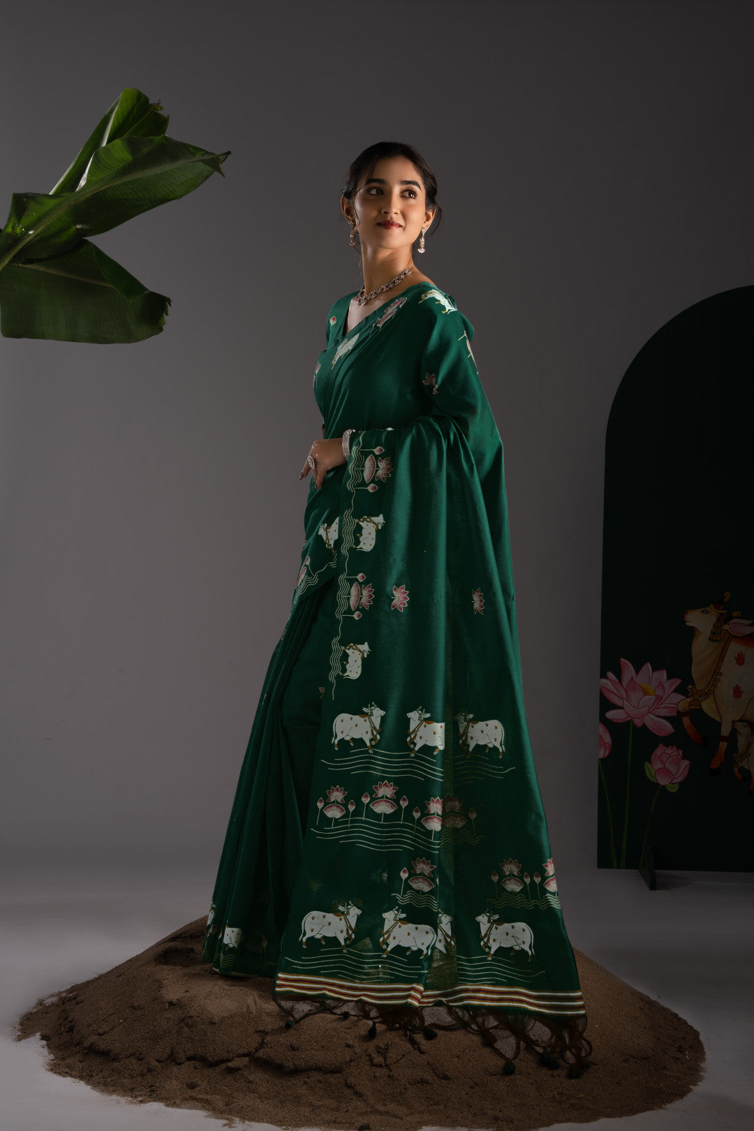 Soft Muga cotton saree with pichwai border weaving work