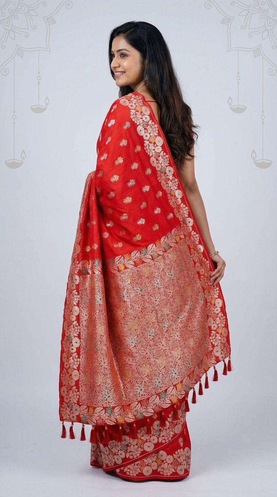 Premium banarasi silk saree with meenakari zari weaving work