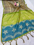 Soft tissue tussar silk saree with warli printed work