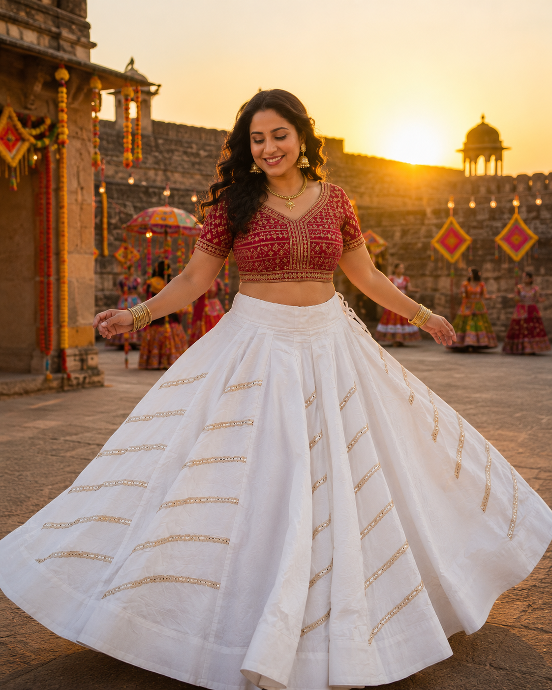 Indian gotta Work Lehenga Skirt | 10 Meter Flare | Festive Garba Navratri Skirt | Boho Maxi Skirt | Wedding & Party Wear