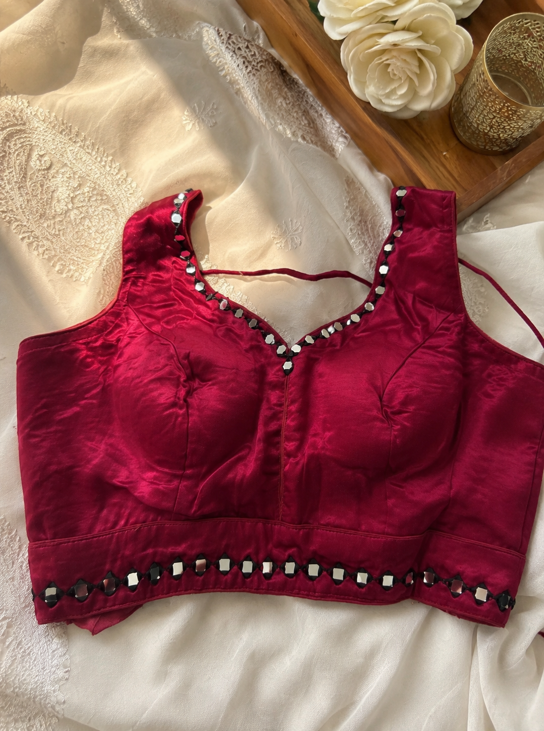 Maroon Gajji Silk Patchwork Lehenga Set | Mirror Work  | Indian Navratri Outfit | Garba Chaniya Choli | Festive Ethnic Wear