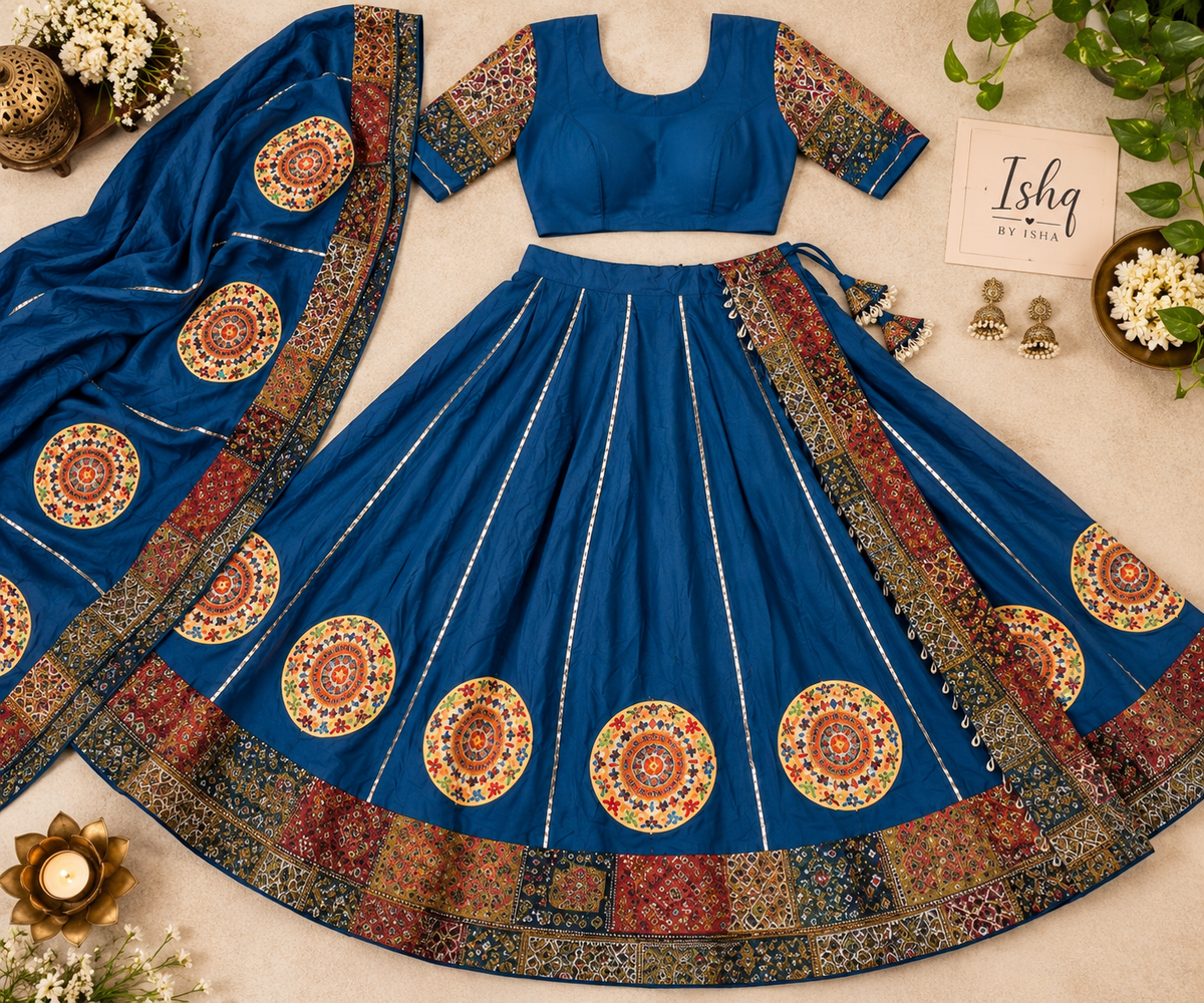 Teal Blue Navratri Lehenga Choli Set | | Indian Festival Skirt Set | Dandiya Dress | Women's Ethnic Wear