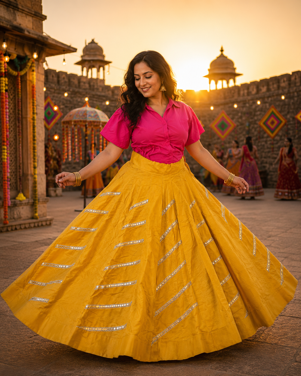 Indian gotta Work Lehenga Skirt | 10 Meter Flare | Festive Garba Navratri Skirt | Boho Maxi Skirt | Wedding & Party Wear