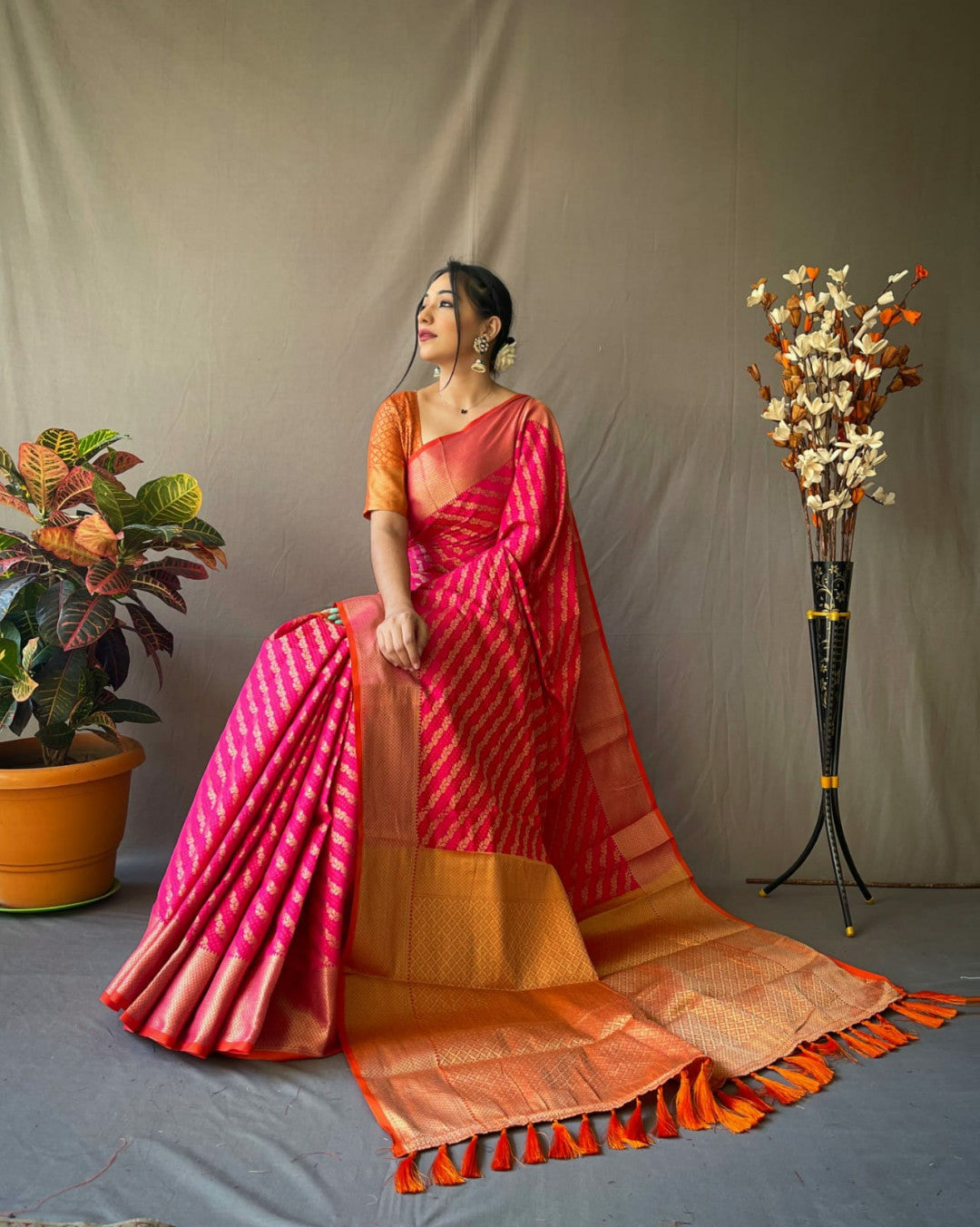 Kanchipuram silk saree with zari woven work