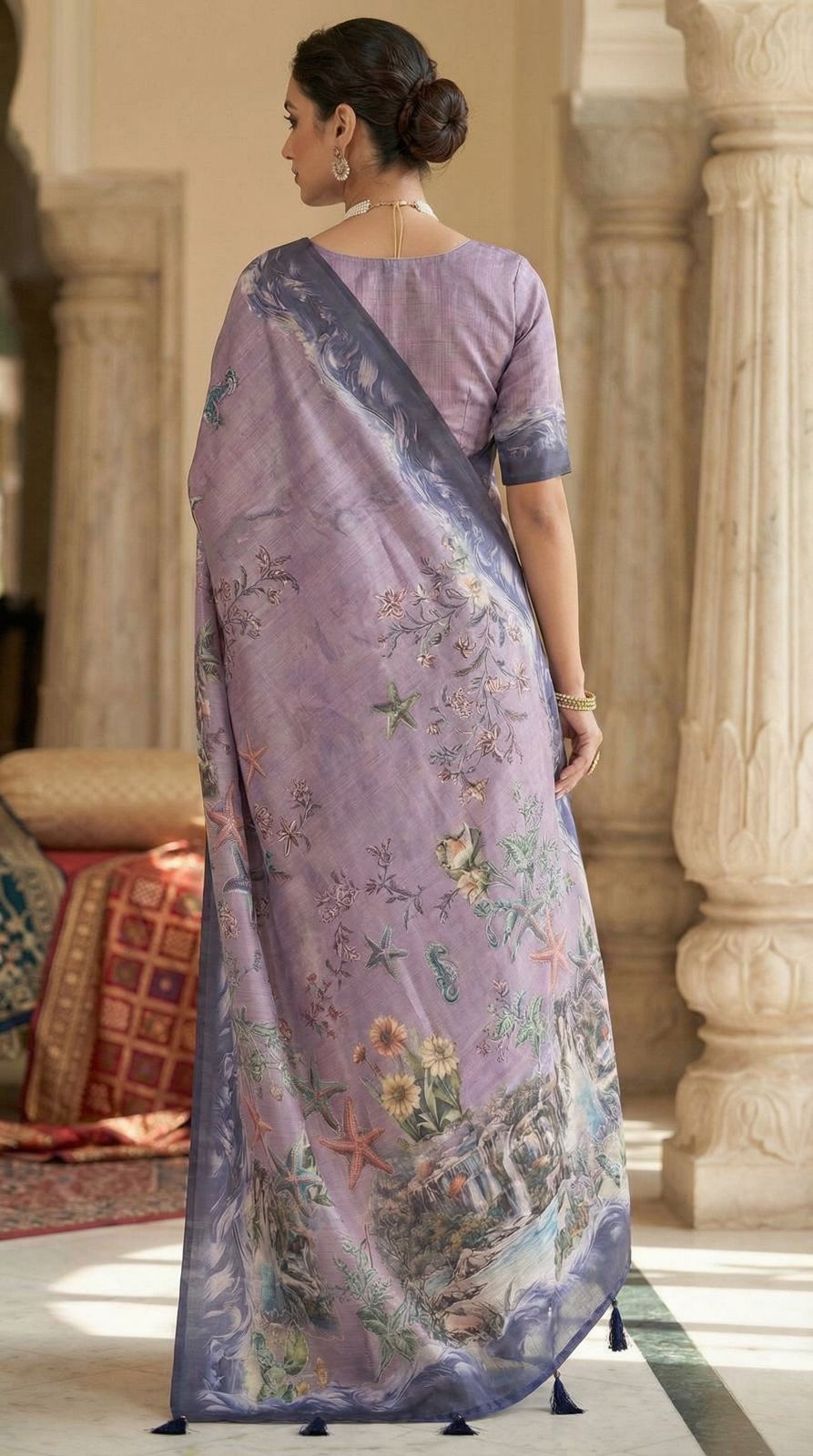 kalamkari printed premium tussar silk saree