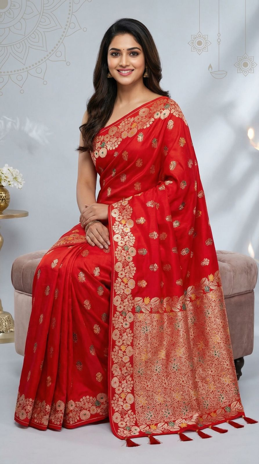 Premium banarasi silk saree with meenakari zari weaving work