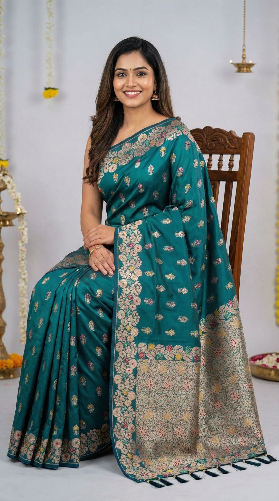 Premium banarasi silk saree with meenakari zari weaving work