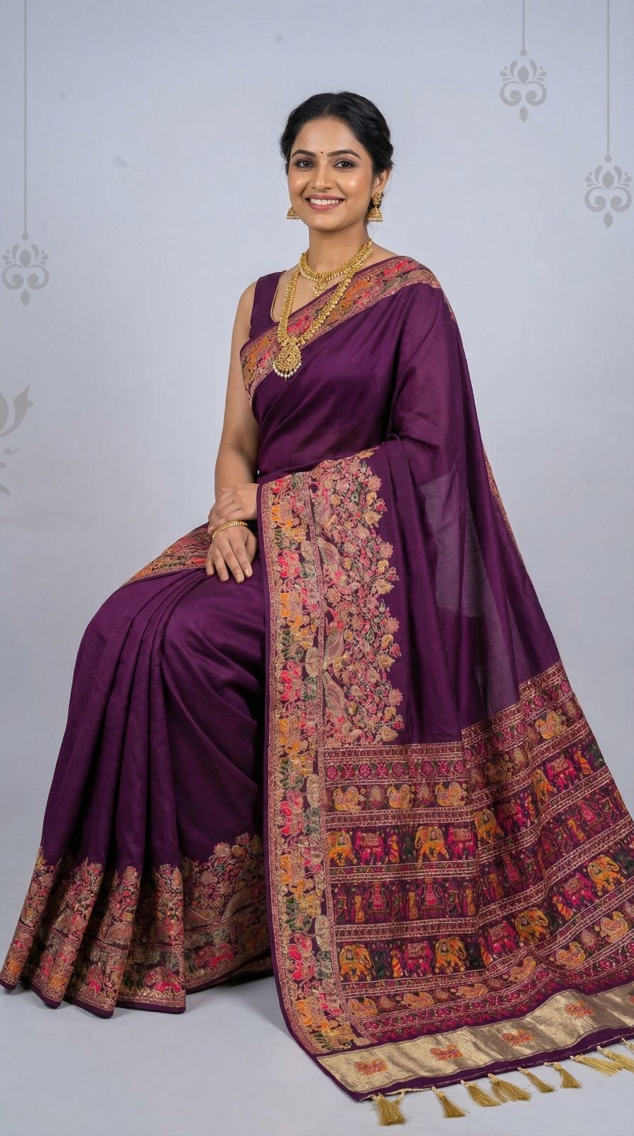 Soft Rajwadi pashmina silk weaving saree with lagdi patta pallu