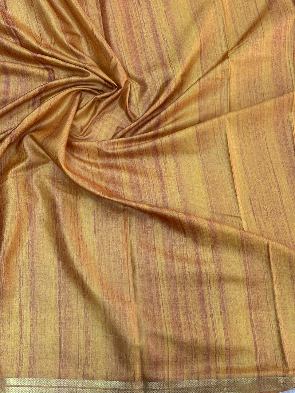 Munga silk saree with kalamkari printed work and zari border