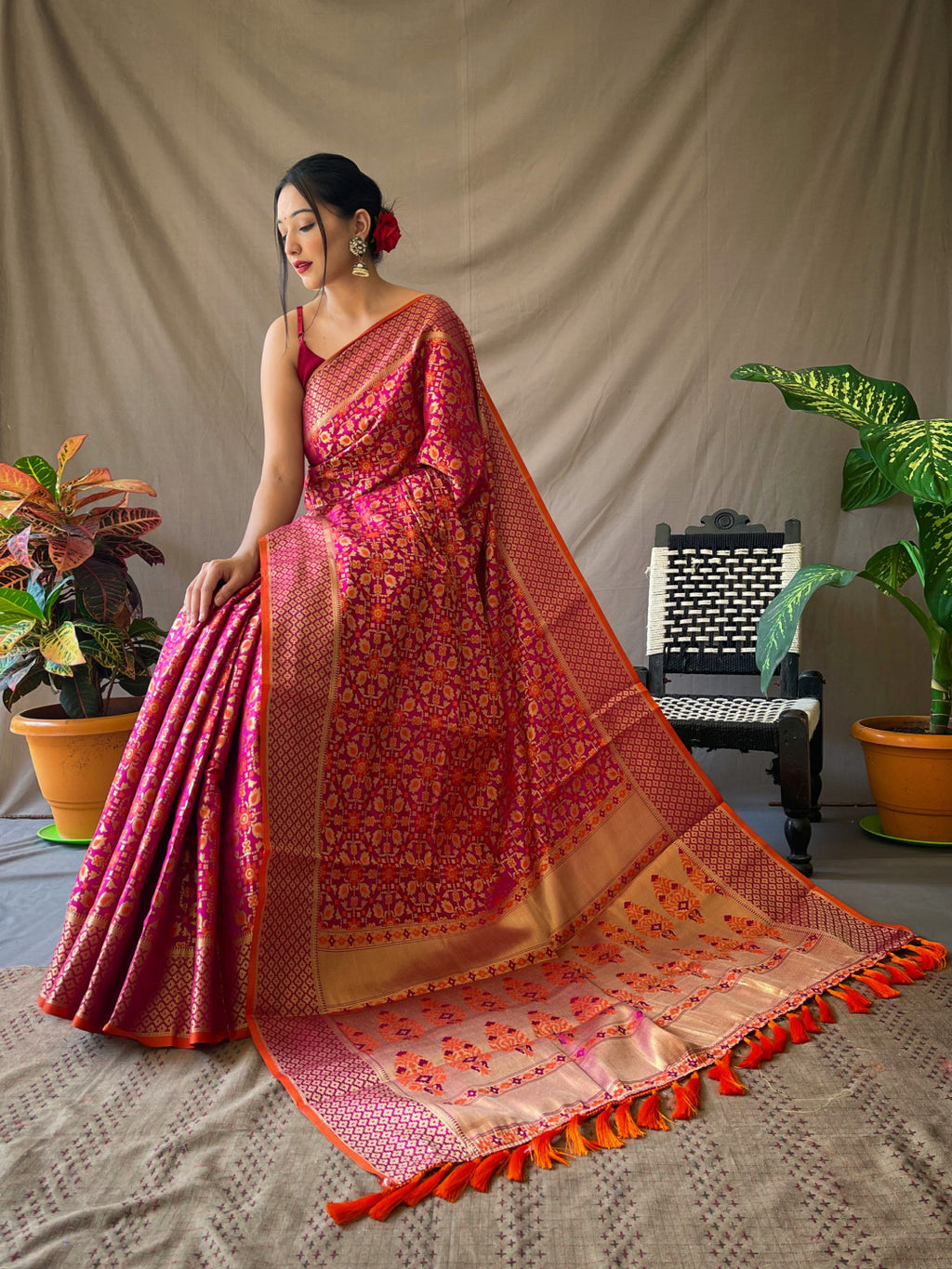 Patola silk saree with zari weaving work