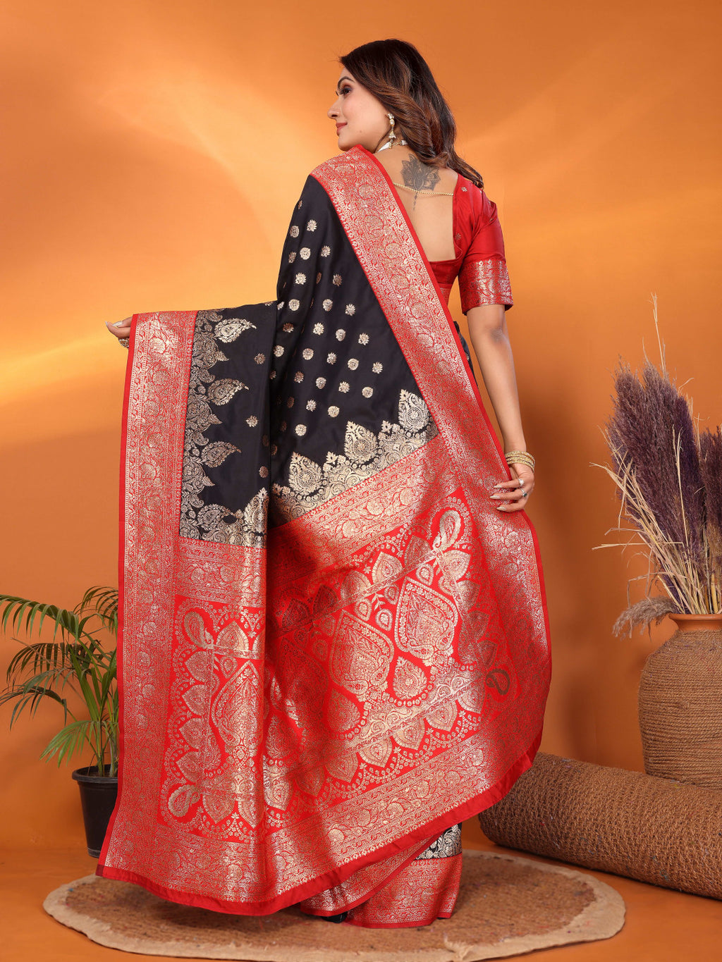 Traditional banarasi silk saree with zari weaving work