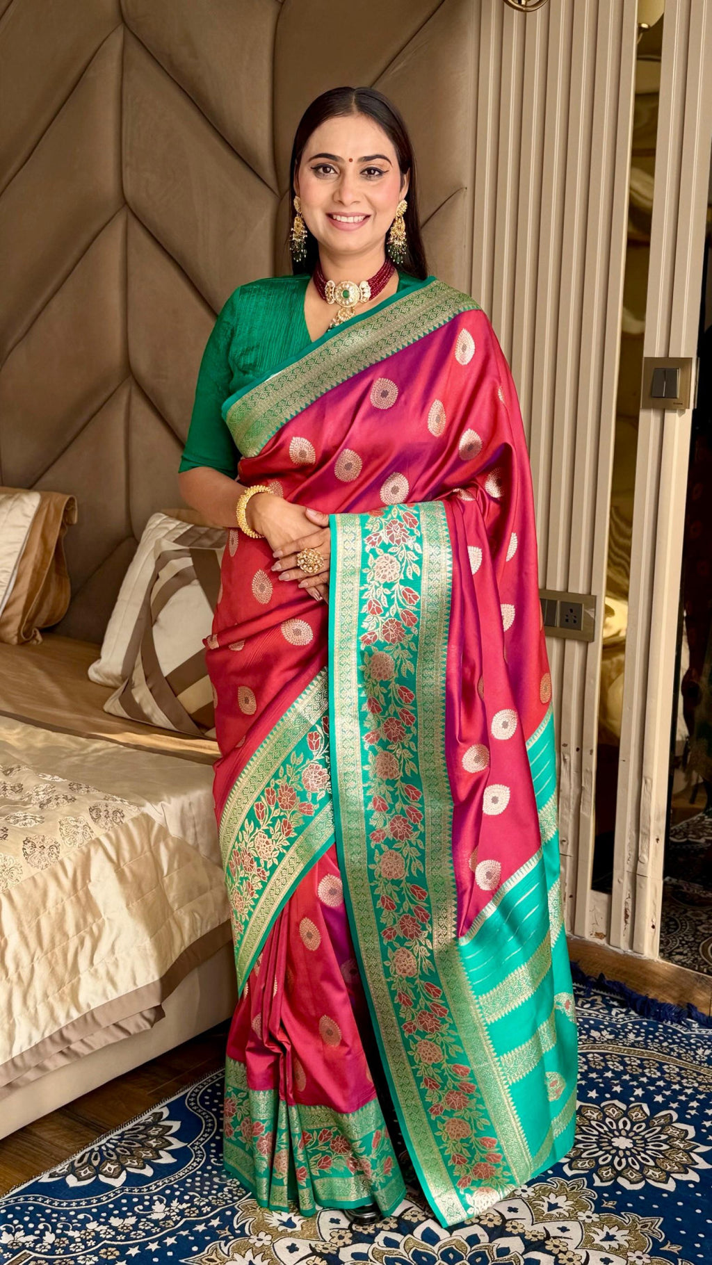Luxurious banarasi silk saree with zari weaving work