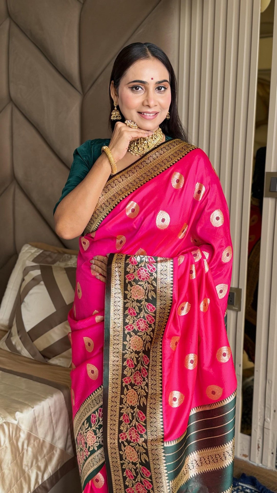 Luxurious banarasi silk saree with zari weaving work