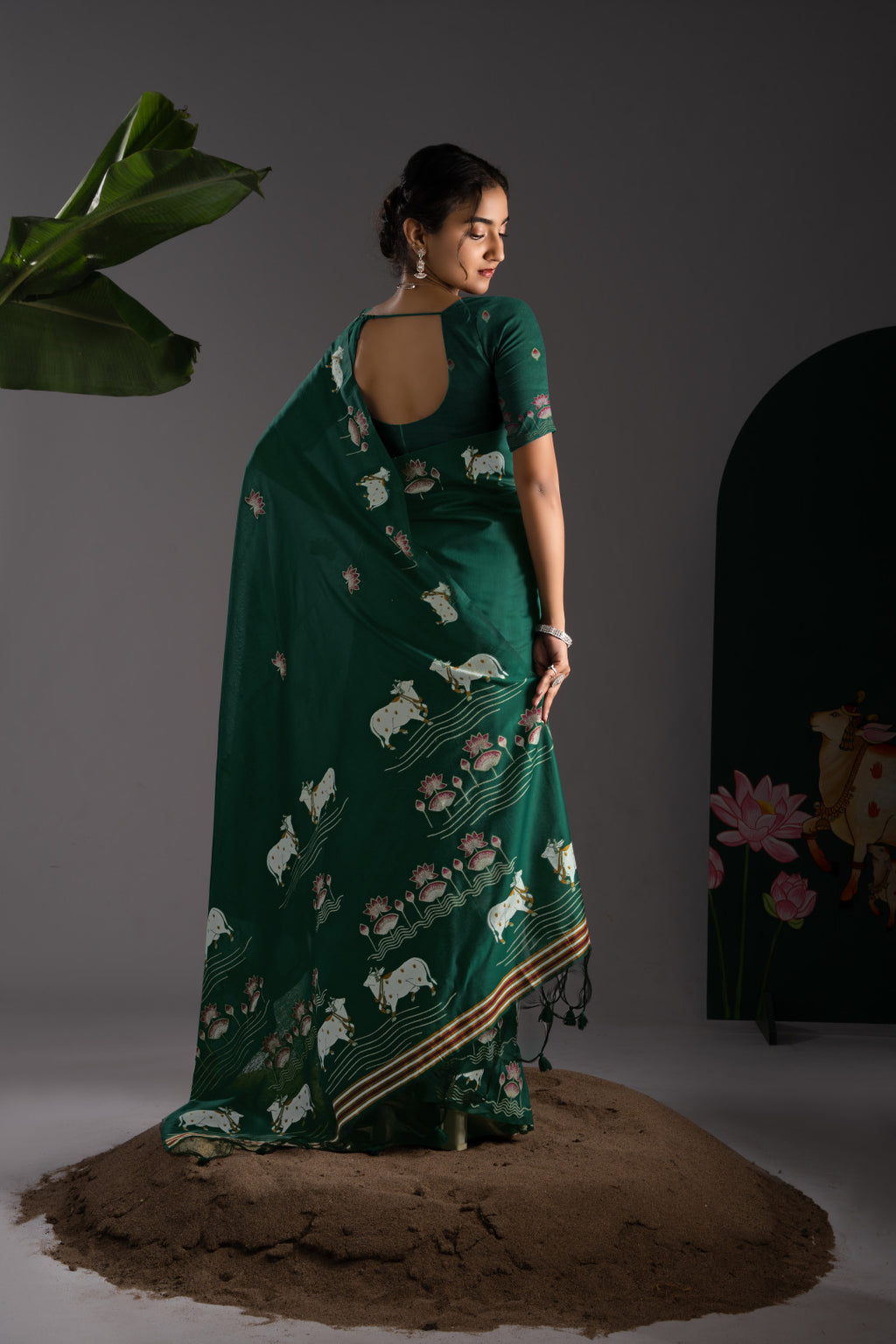 Soft Muga cotton saree with pichwai border weaving work
