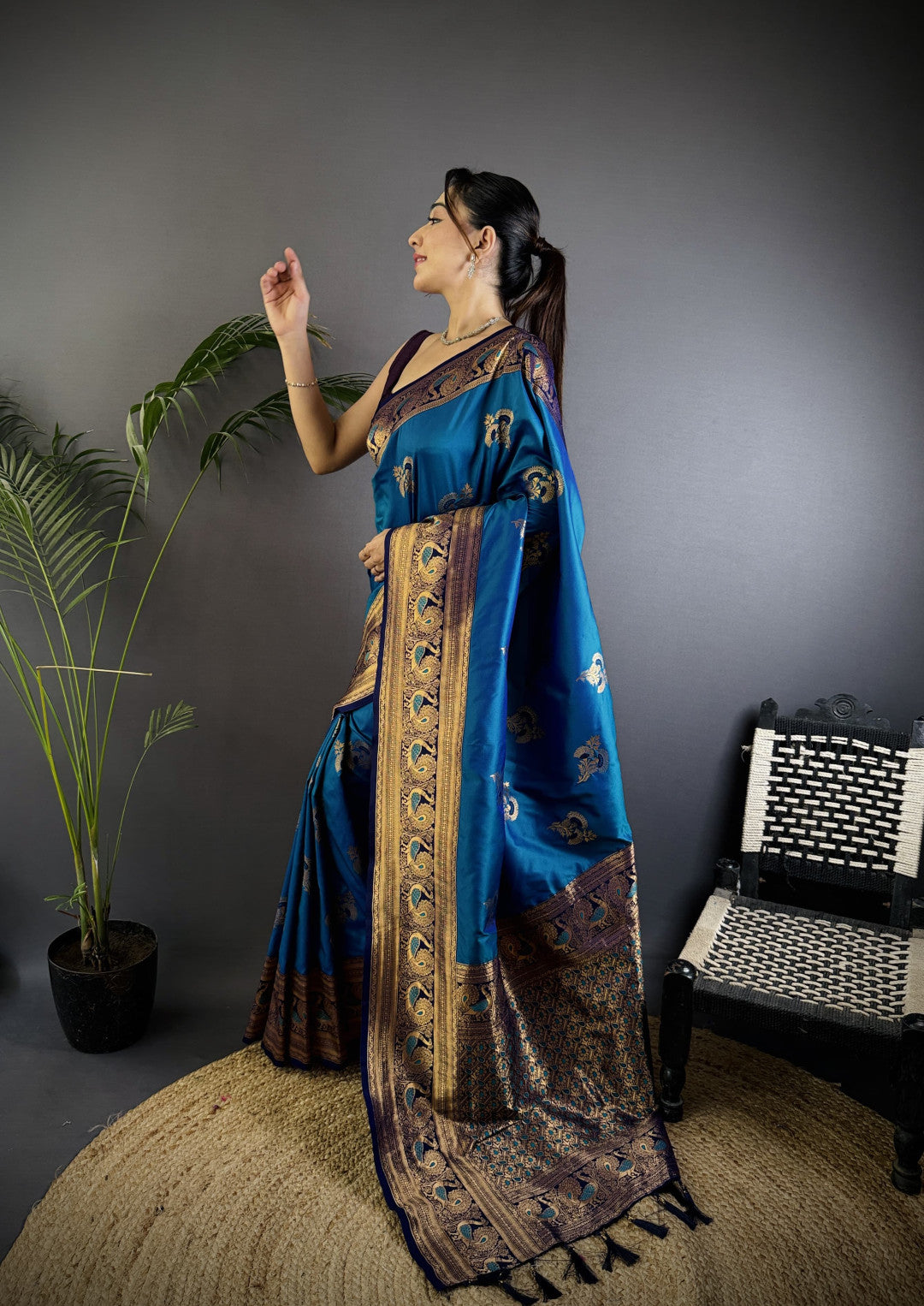 Traditional banarasi silk saree with zari weaving work
