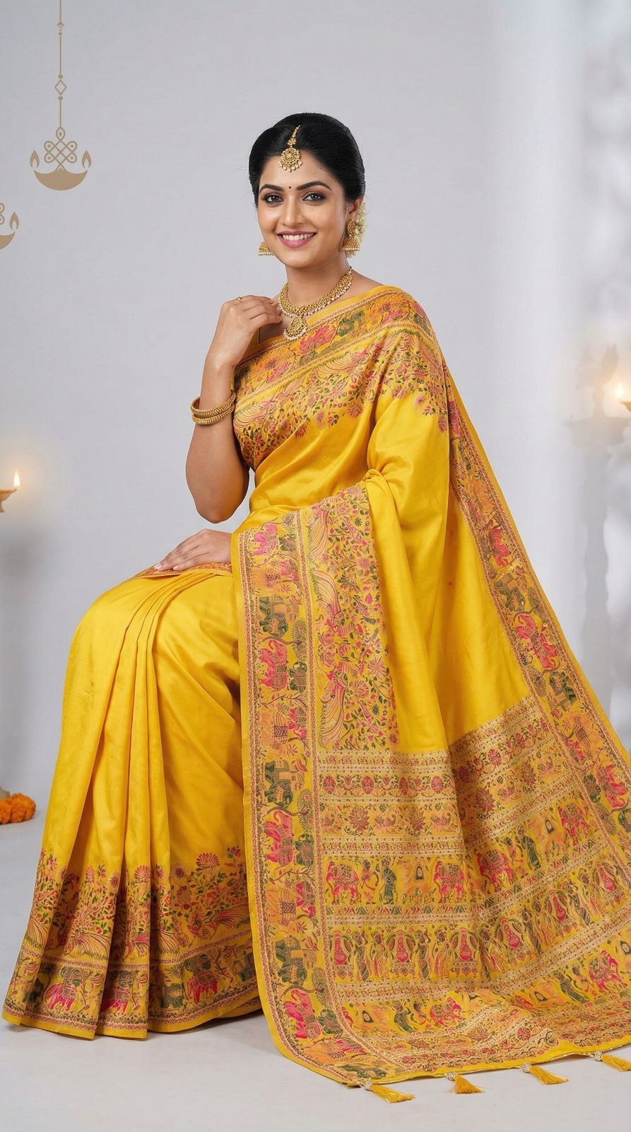 Traditional viscose pashmina silk saree with woven design